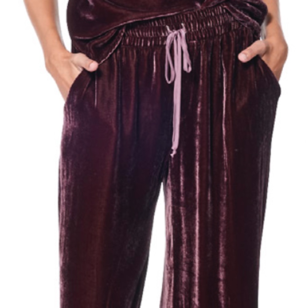 Never Been Worn  YFB Silk Velvet drawstring pant in color dark oak